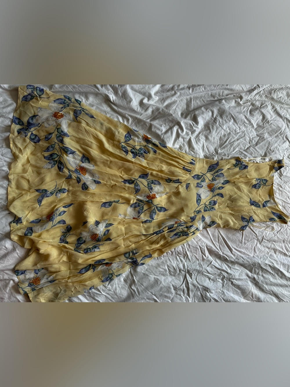 Reformation Romantic Floral Midi Dress Yellow Blue Sleeveless Viscose Size XS - Picture 3 of 14
